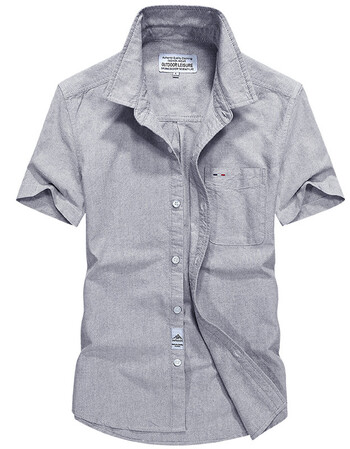 短袖衬衫男士纯棉轻薄透气商务休闲纯色时尚半袖寸衣衬衫潮 深灰 3xl