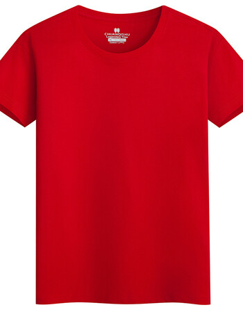 t恤男圆领纯棉纯色打底衫2018体恤 男士韩版潮流纯白半袖上衣 红色