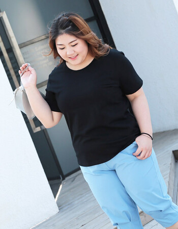 遮肚子大码女装t恤宽松短袖肥婆上衣服白色打底衫夏 黑色【圆领】 5xl