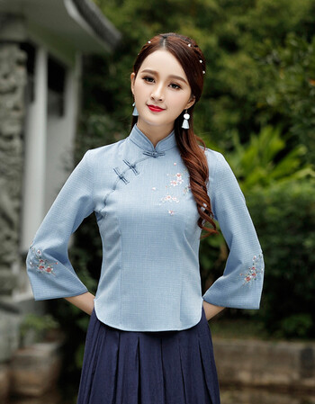 中国风改良旗袍上衣盘扣中式女装古装汉服夏装女夏民国风唐装茶服