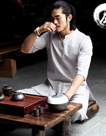 禅服男套装居士服禅意风男装禅修服男套装夏季打坐服茶服 灰色 2xl