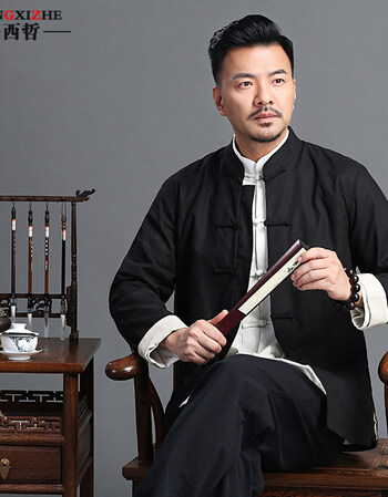 唐装男套装汉服男古风中山装中国风外套中式古装中青年男士居士服