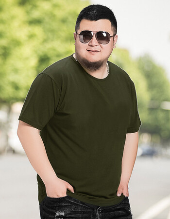 2018新品加肥加大t恤男夏季纯色v领t恤男短袖胖哥宽松