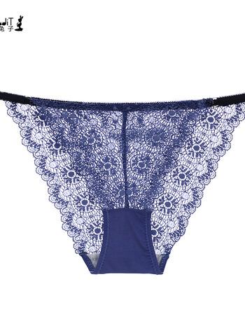 公子潮以女士性感透明蕾丝无痕大码裤头中低腰火辣三角裤衩学生 藏