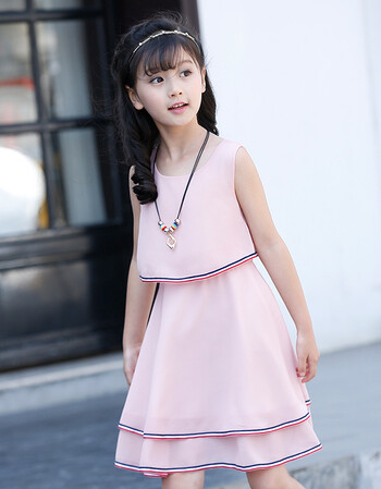 儿童装女童连衣裙洋气夏装10中大童15小学生夏季雪纺公主裙子12岁