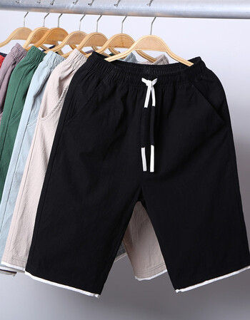 以服饰夏季男士款亚棉麻布料分裤夏天分中裤三分分裤夏装民族风 黑色