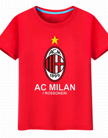 夏季新款 ac米兰milan 足球意甲 休闲短袖t恤 上衣衣服 红色1 s【图片