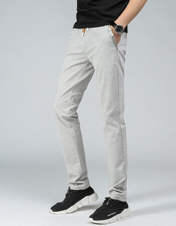 2018夏季新款针织男装休闲裤松紧裤头穿绳户外运动男裤子 灰色 34