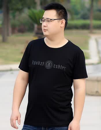 男装短袖t恤加肥加大码男士特大号胖人胖子肥佬半袖上衣潮 kge黑 2xl