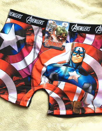 男士平角裤冰丝内裤原单速干漫威裤头超人卡通dc漫画 美国队长 xxl