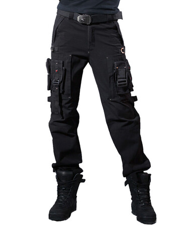 自由纵队军迷军装女装工装裤军旅裤军绿棉质多口袋休闲长裤 黑色 31