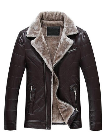 宽松皮夹克修身毛呢秋冬男女时尚男士毛领冬季一体秋冬装潮流男式翻领