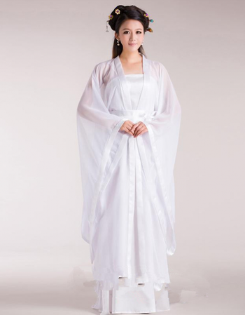 古装嫦娥服装清新淡雅仙女服cosplay演出唐装贵妃飘逸写真摄影服 白色