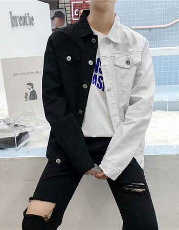 闪爆红黑双色外套男潮善恶刺绣一半一半的衣服一边黑一边红薄款防晒衣