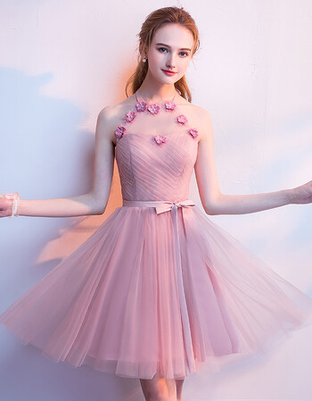 粉色伴娘服短款2018新款姐妹团闺蜜团学生毕业伴娘礼服裙女晚礼服