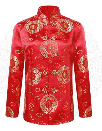 启言中年男女唐装织锦缎棉袄喜庆大红棉衣情侣金婚庆寿星秋冬外套上衣