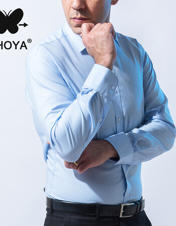 蝶矢choya衬衫男短袖正装长袖职业装夏季商务休闲 浅蓝色 38