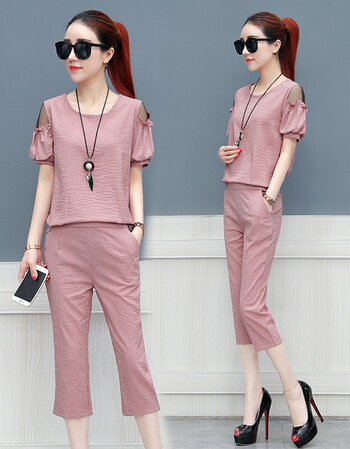 显瘦修身两件套潮套装女 上下装 粉色 m【图片 价格 品牌 报价】-京东