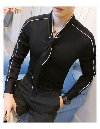 秋季夜场男装修身长袖衬衫夜店潮流帅气韩版男模衣服潮男个性衬衣