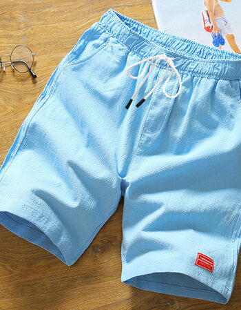 短裤男韩版休闲七分中裤子男士五分裤宽松沙滩裤大裤衩潮 dk1818棉麻