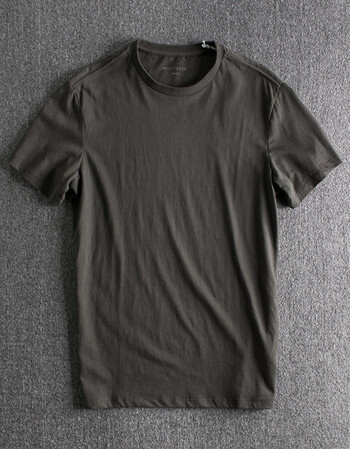 18夏季新款 经典欧美复古纯色百搭全棉男士圆领短袖t恤半袖 深灰色 m