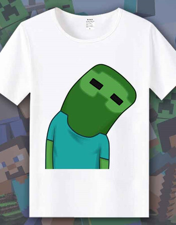 夏季短袖男动漫游戏周边我的世界t恤男儿童苦力怕娘衣服亲子装 7 m码