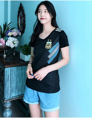 阿根廷10号梅西 18足球服女款女士球衣亲子装全家装情侣装 阿根廷黑色