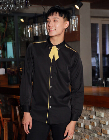 酒吧服务员工作服秋装夜场空少制服ktv工装男长袖服务生吧台会所 1817