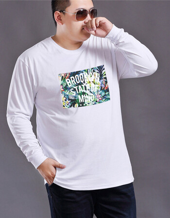 新品男潮胖子男长袖加肥加大码秋装 纯棉圆领t恤肥佬特体宽松休闲运动