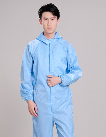 工作服男长袖连体防尘服夏季喷漆车间护服食品厂工装制服w 蓝色连体服