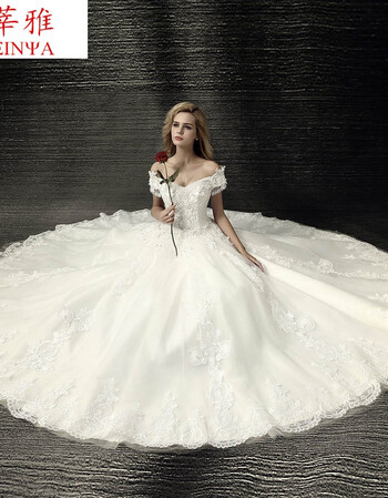 莘雅(xinya)婚纱2018新款欧式宫廷一字肩公主齐地大码新娘结婚礼服