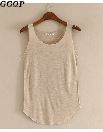 ggqp夏装工字背心休闲打底衫吊带衫恤 棉背心女夏 卡其色 大码