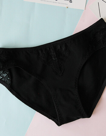 秋冬新款蕾丝三角内裤纯棉三角裤性感可爱低腰女士裤头短裤 黑色 m