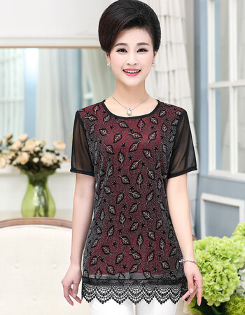 妈妈装夏装40-50-60岁中老年女装蕾丝网纱夏季中年人连衣裙女夏 花型2