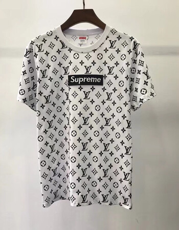 2018夏季联名supreme潮牌情侣supreme纯棉美式短袖t恤男女ins潮lv