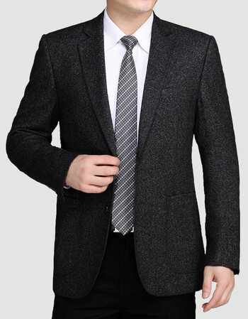 春季中老年男士大码西服外套商务爸爸装加大码中年休闲男装西装男 深