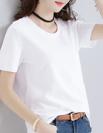 超火的上衣棉白色t恤女短袖夏装2018新款宽松韩版印花体恤潮 白色 3xl