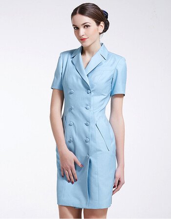 空姐制服职业套装女夏季连衣裙美容师工作服酒店前台服装 芬兰航空