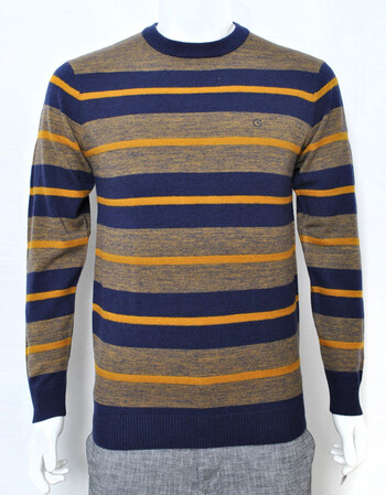 羊毛衫2015秋冬款男装正品圆领条纹纯羊毛男士毛衣商务休闲my513021