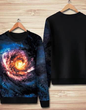 原宿星空印花青年学生男装休闲圆领春秋加绒套头卫衣外套大码衣服