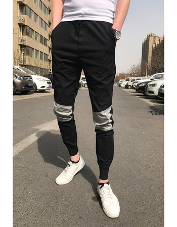 潮男休闲裤小脚修身精神小伙长裤子网红快手红人同款 黑色 黑色95 29