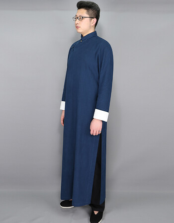 长衫男民国男装长袍马褂外套棉麻相声大褂演出文艺复古中式伴郎服