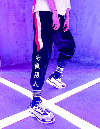 这就是街舞ins火潮流嘻哈bf宽松九分休闲束脚薄款全员恶人裤子男港风