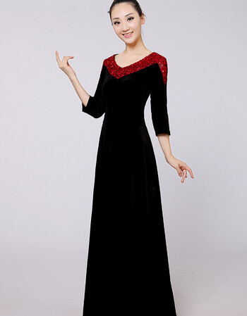 金丝绒新款指挥服合唱礼服女士大合唱演出服装长裙合唱服礼服 如图 l