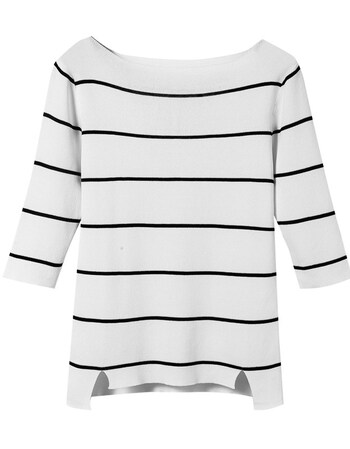 条纹针织衫女2018夏新款打底衫一字肩上衣女夏 白色 165/88a/l