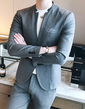 青年小西服男修身帅气上衣立领英伦韩版休闲单件西装春秋潮流夜店