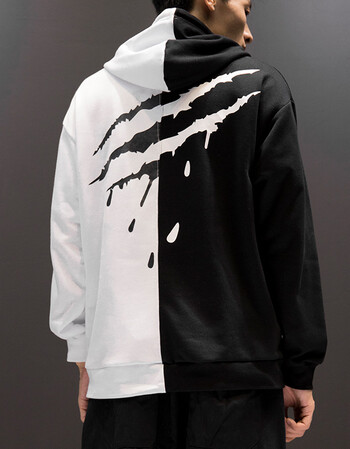 抓痕卫衣抓痕卫衣男秋冬款加绒宽松连帽加厚运动上衣服男长袖爪痕