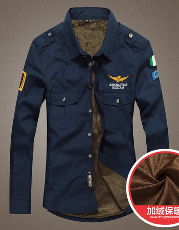 圣洛朗 长袖衬衫男衬衣新款军旅工装男式上衣军装风空军一号修身刺绣