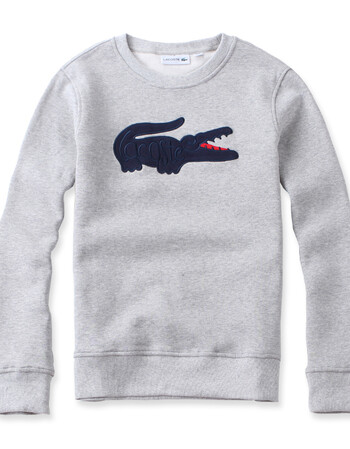 代购美国lacoste法国鳄鱼男士秋冬款卡通修身圆领纯色 卫衣 灰色 6