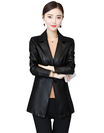 2018秋季新款女装韩版修身小外套女士显瘦皮衣西装上衣加肥加大 黑色